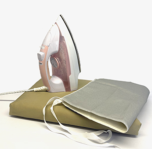 Portable table top ironing board with surface protector