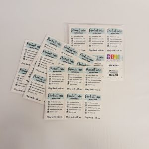 Product care instructions sticker